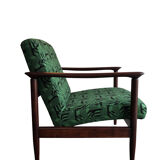 Mid century armchairs in green jacquard, by edmund homa, 1960s, set of two