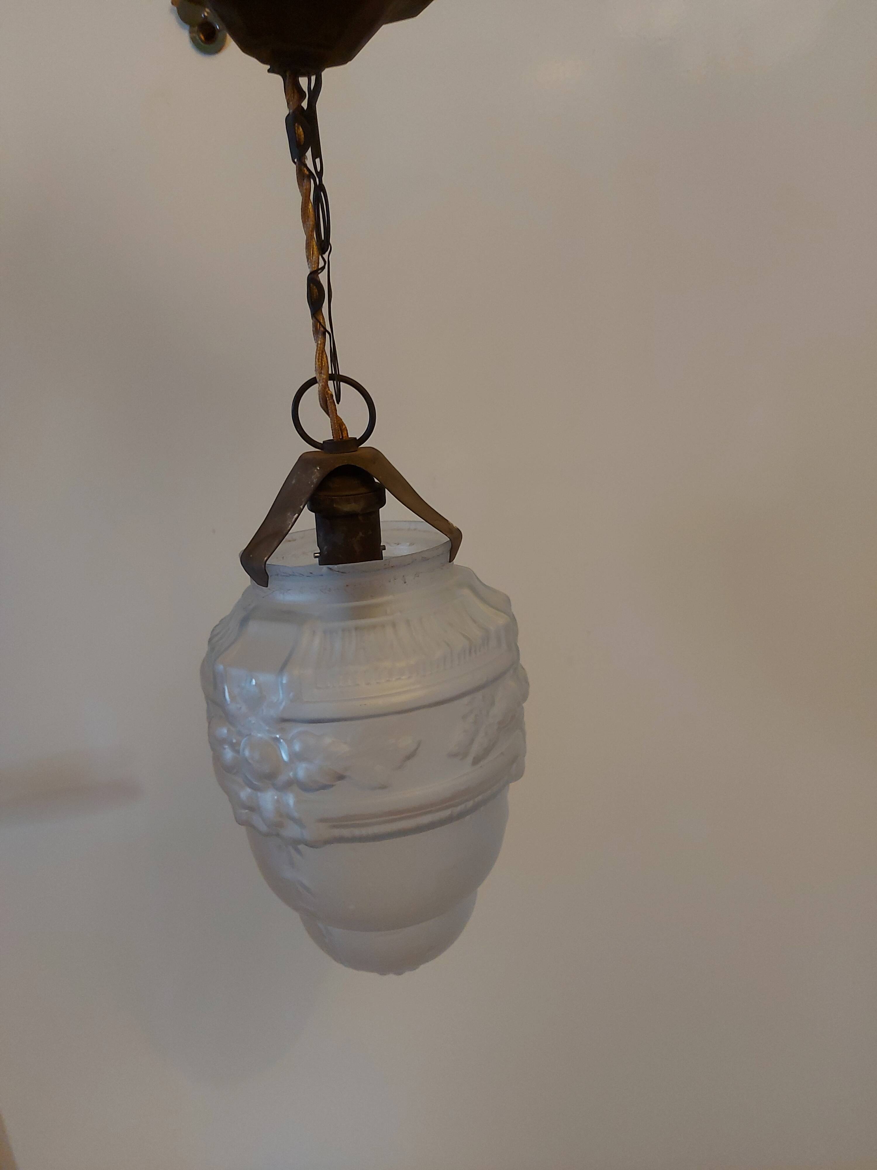 Art Deco chandelier in molded blown glass