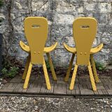 Chaises brutaliste ocre jaune 1960