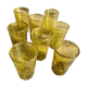 Biot olive-colored bubbled glass water glasses