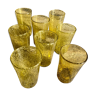 Biot olive-colored bubbled glass water glasses