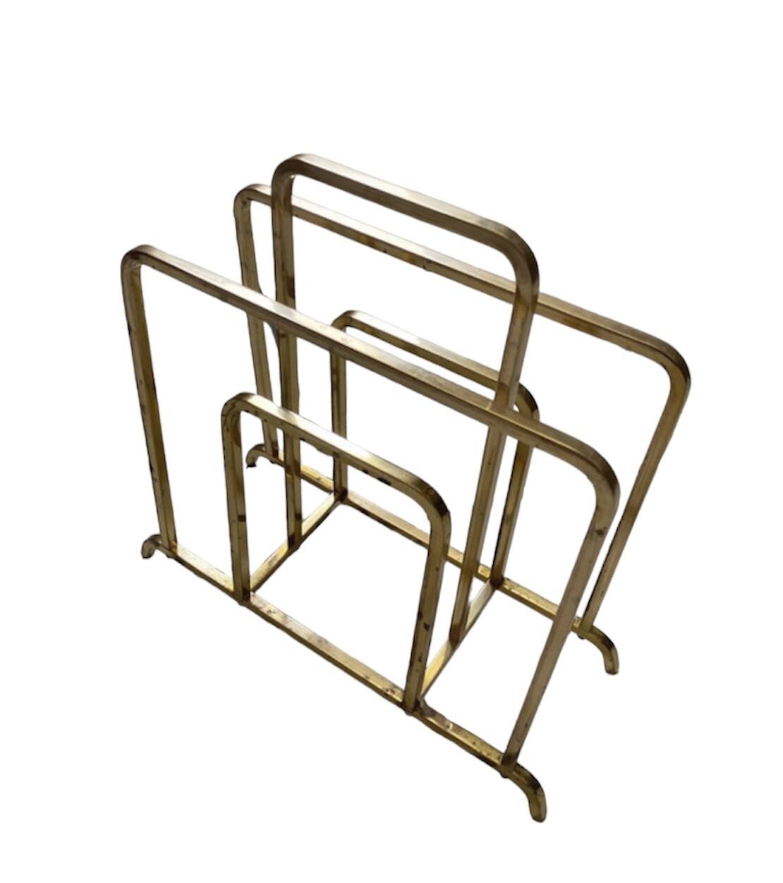 Designer brass magazine rack