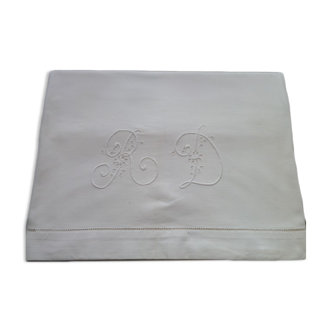 Antique monogrammed white cotton towel RD 1.80 x 2.65 m