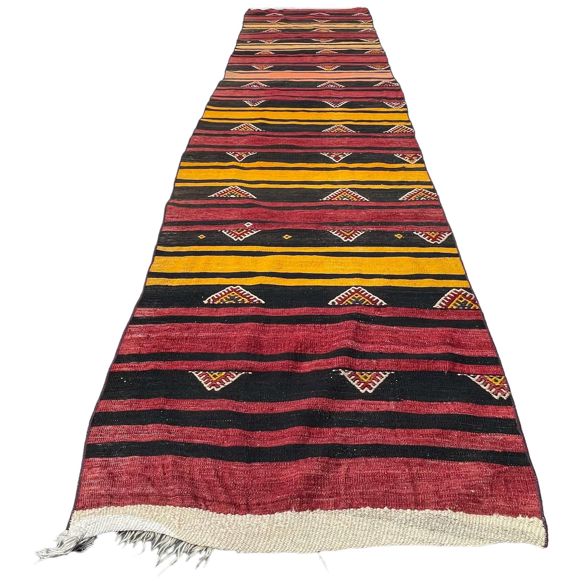 Tapis vintage turkish kilim runner 340 x 82 cm