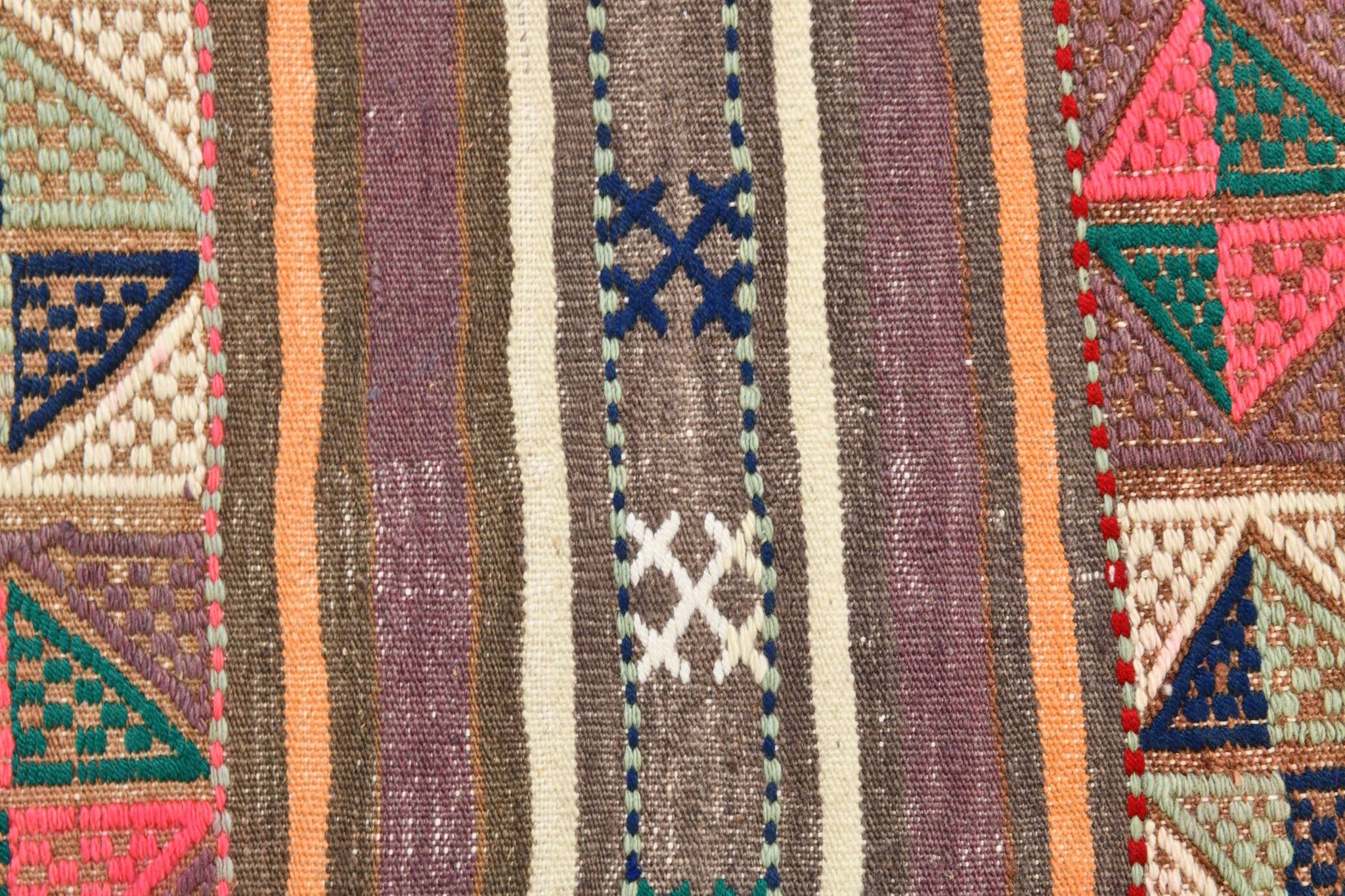 Tapis kilim vintage en laine, motifs géométriques et tons pastel,146x224 Cm