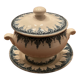 Pot à moutarde, Terre de fer, décors bleus