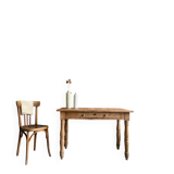 Table with turned legs in solid oak (renovated)