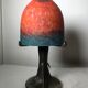 Lamp to lay in glass paste and patinated metal, Art-Nouveau. Good condition.