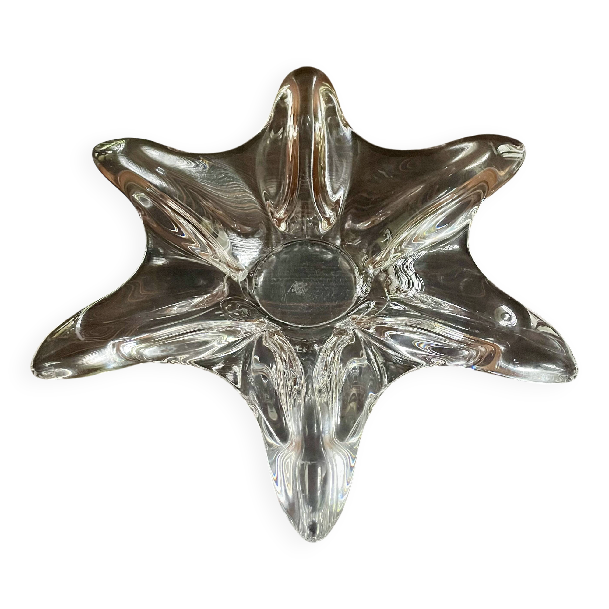 Crystal fruit bowl signed "Art Vannes France", empty pocket, 1960s