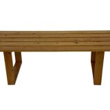 Vintage Scandinavian modern pinewood slatted bench from the 1960's