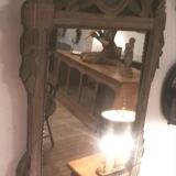 Louis XVI period mirror in patinated wood - 84x51cm