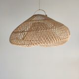 Small rattan lampshade in the shape of a braided hat