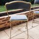 Lot de 4 chaises  pliantes - dossier et assise vert d'eau - structure métal doré -Chaisor