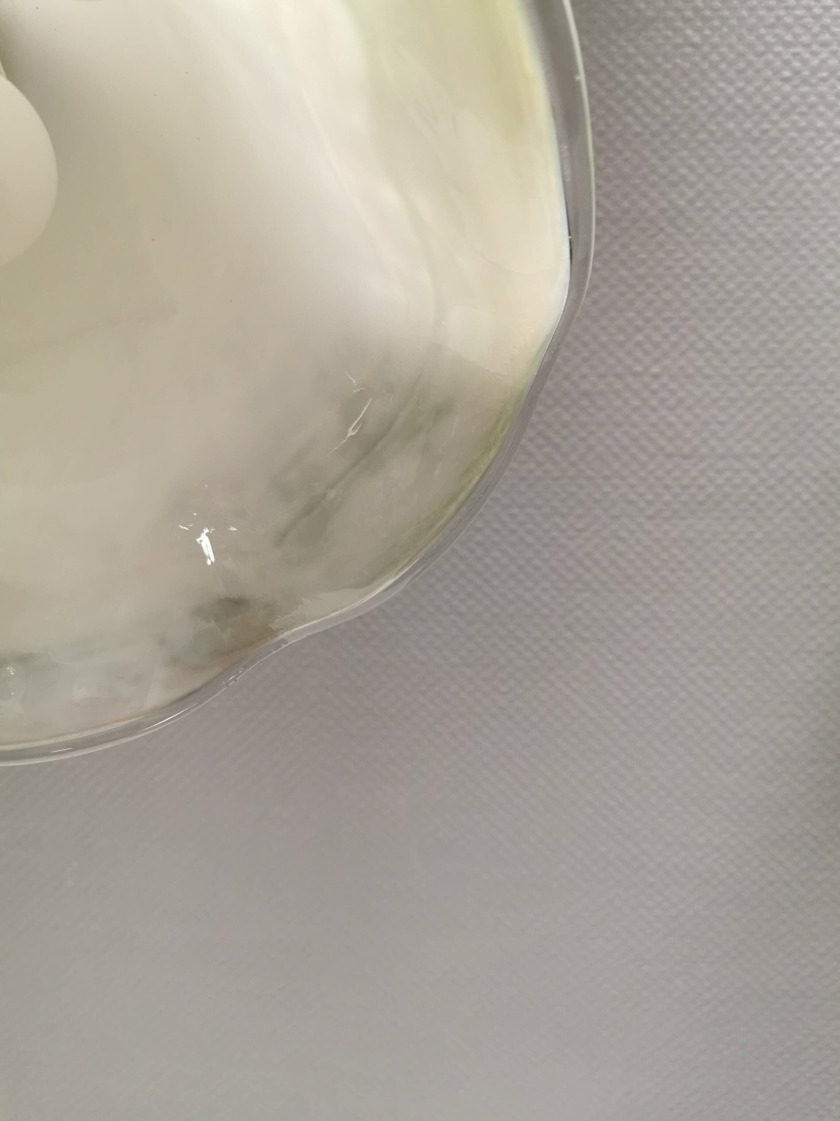 Pendant lamp in multicolored glass. Probably Danish or Swedish from 1970s