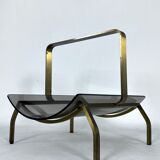 Fontana Arte, Mid-Century brass and curved glass magazine holder. Italy 1960s