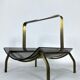 Fontana Arte, Mid-Century brass and curved glass magazine holder. Italy 1960s