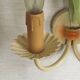 French vintage metal double wall light with peach and green leaves.