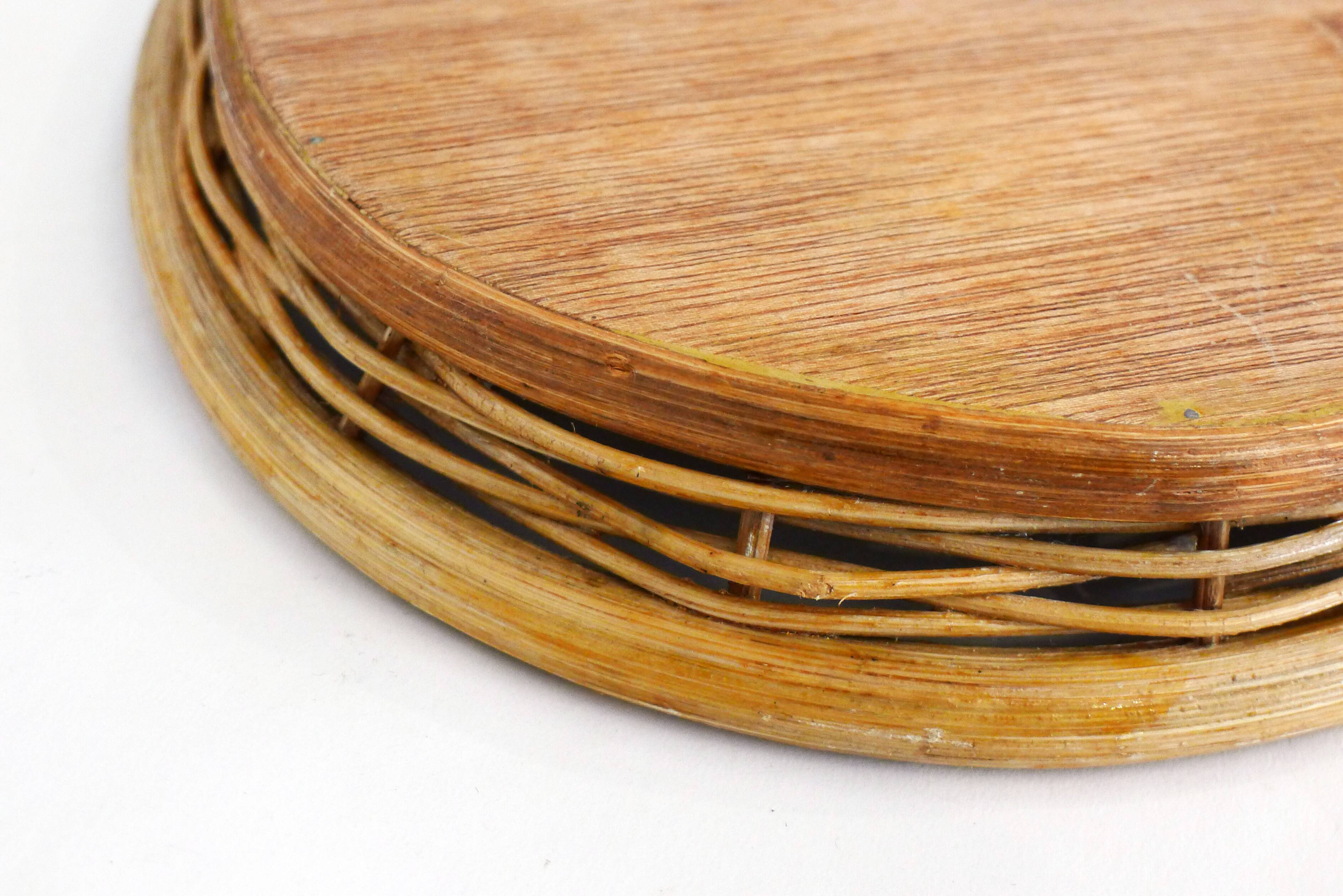 Mother-of-pearl and rattan tray