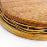 Mother-of-pearl and rattan tray