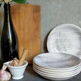 Six assiettes céramique Niderviller service "Chatons" années 50.