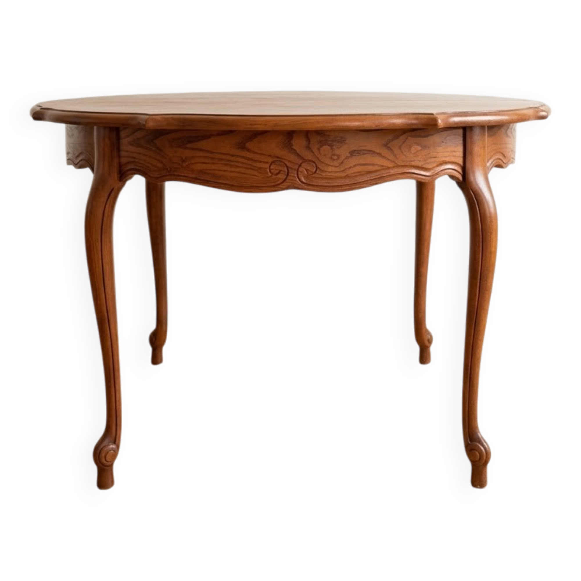 Round extendable oak dining table