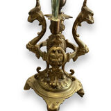 Tulip tree centerpiece in opalescent glass and bronze nineteenth