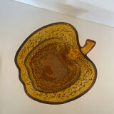 Service à dessert en verre ambré forme pomme fabriqué en Italie