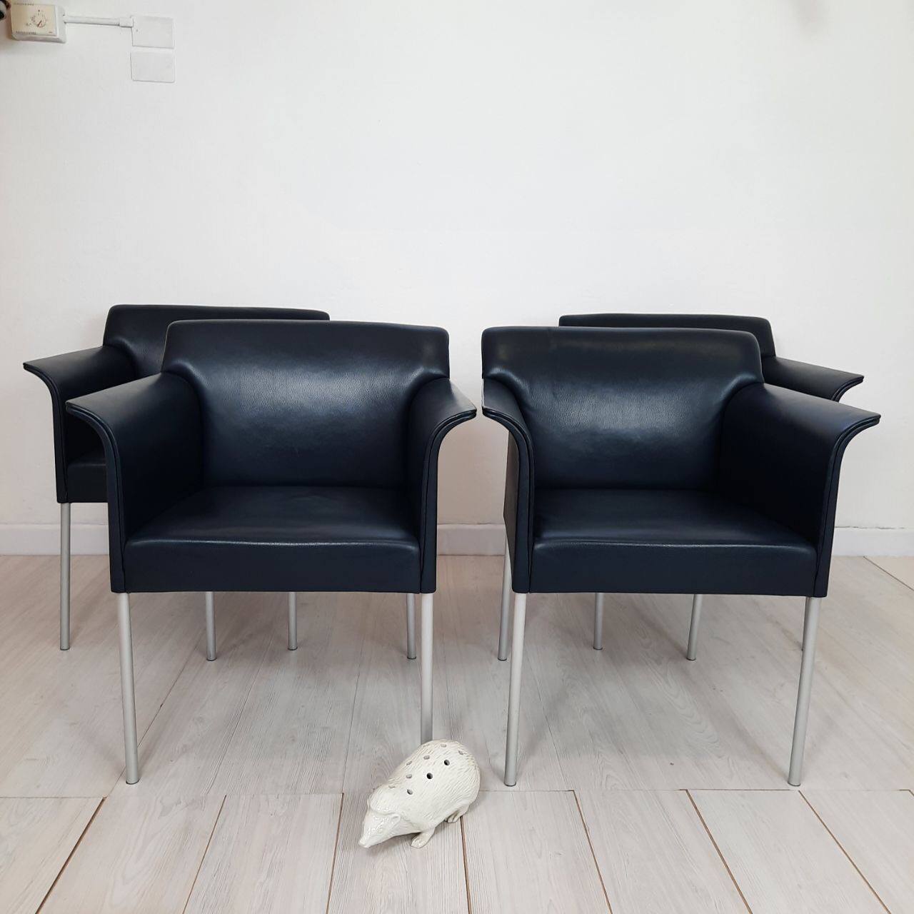 Quatre fauteuils de Matteo Grassi cuir années 1990/2000