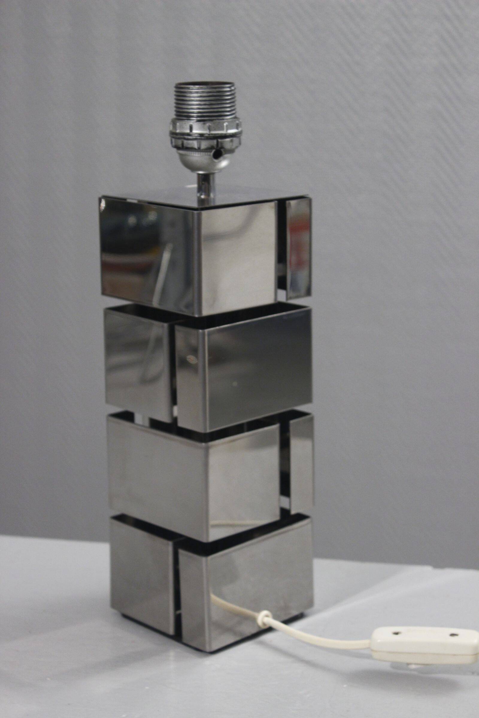 Curtis Jere vintage design lamp base "Building" chrome steel 1970s