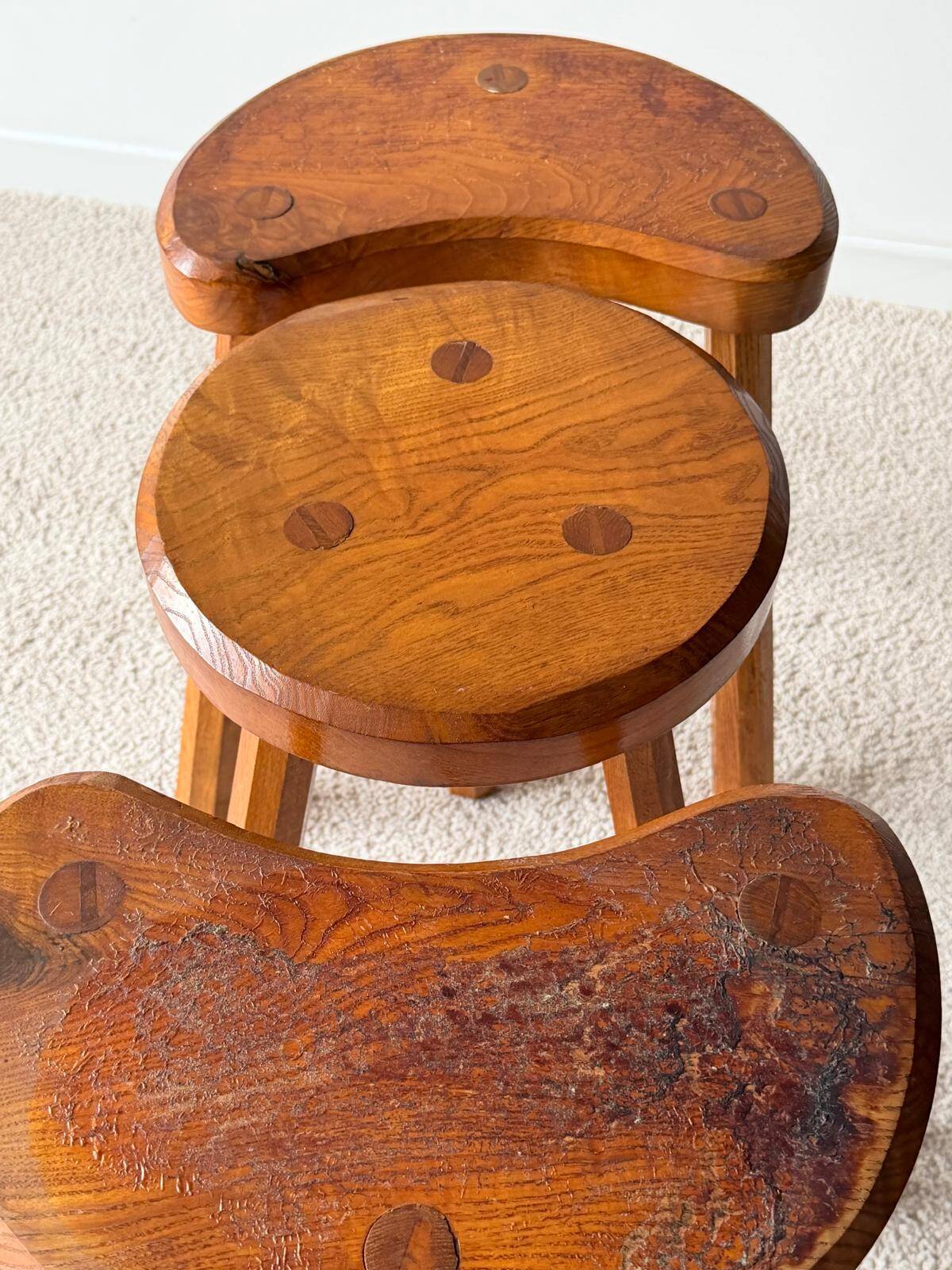 Vintage tripod stool trio