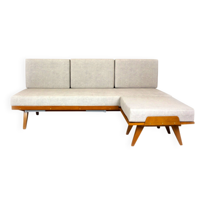Canapé-lit d'angle modulaire vintage restauré avec ottoman, années 1960