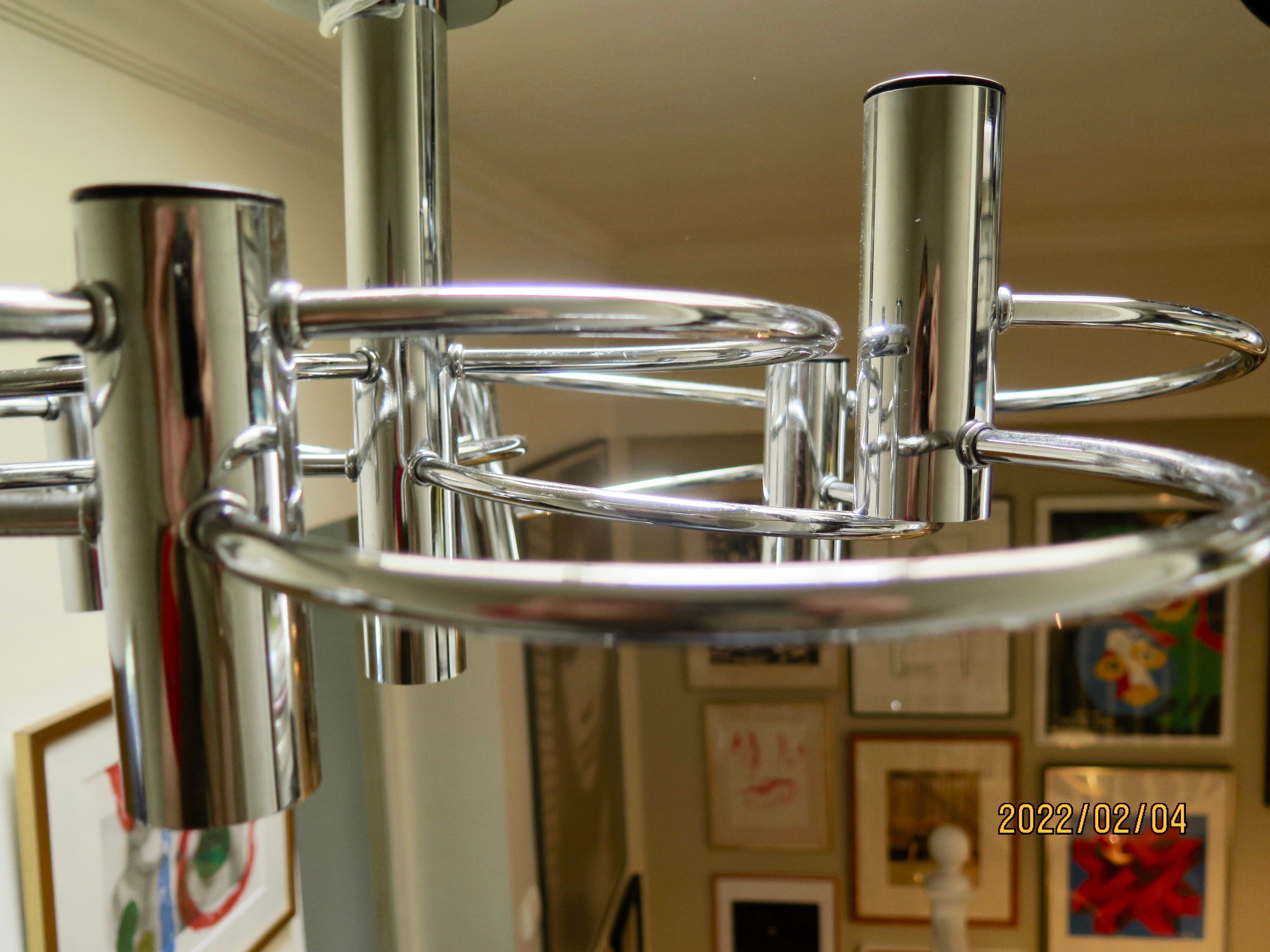 Sciolari chrome metal ceiling light with 8 light sources.