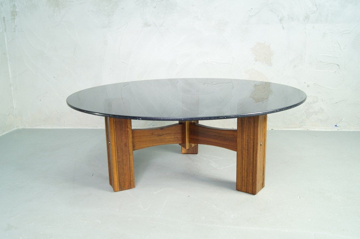 Table basse italienne moderne de bois de rose années 60