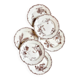 6 assiettes à dessert HB & Cie en terre de fer marron