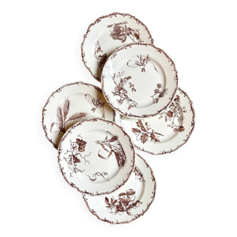 6 assiettes à dessert HB & Cie en terre de fer marron