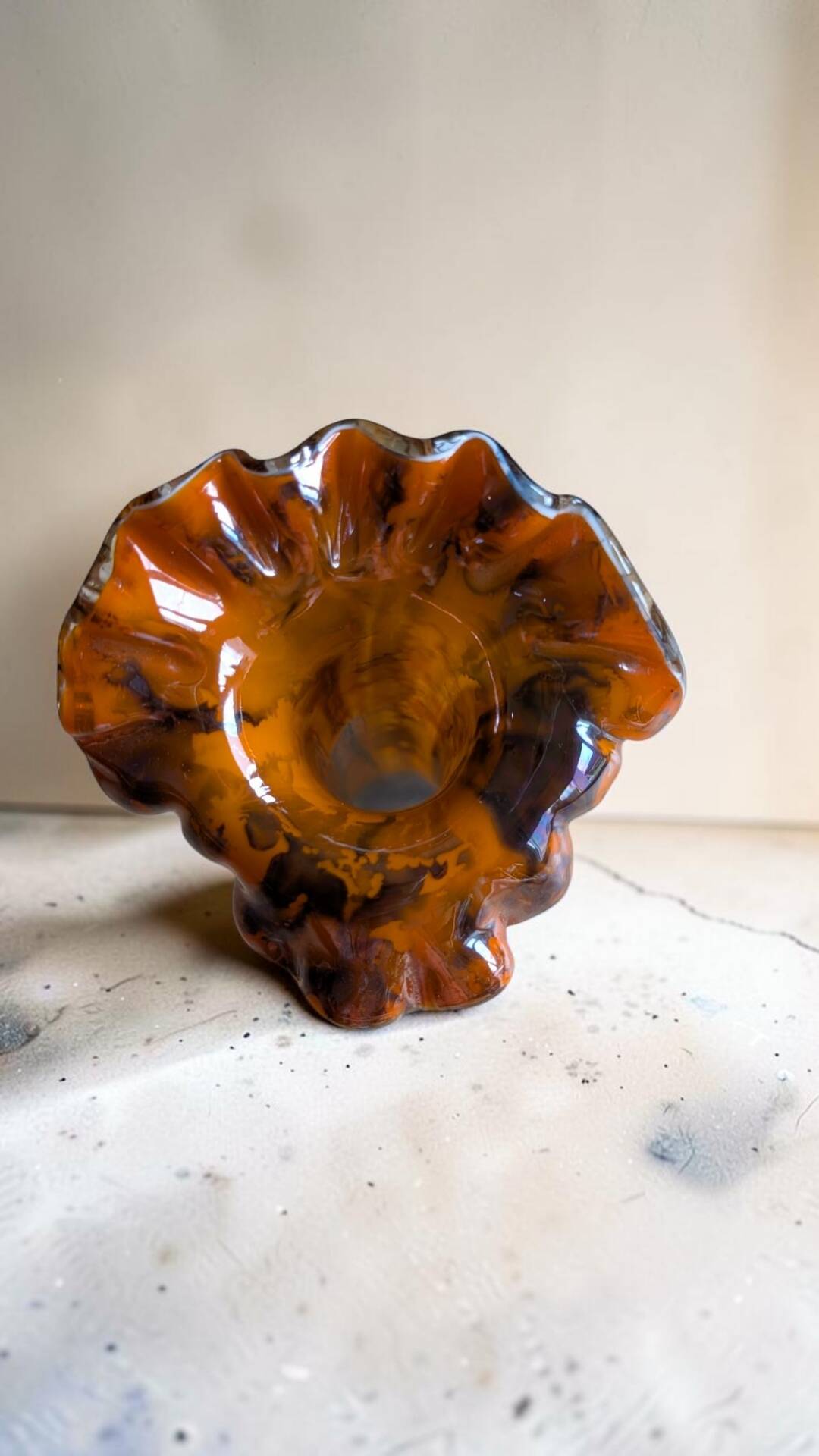 Artistic vase signed M. Venys – vintage marbled glass – 31 cm