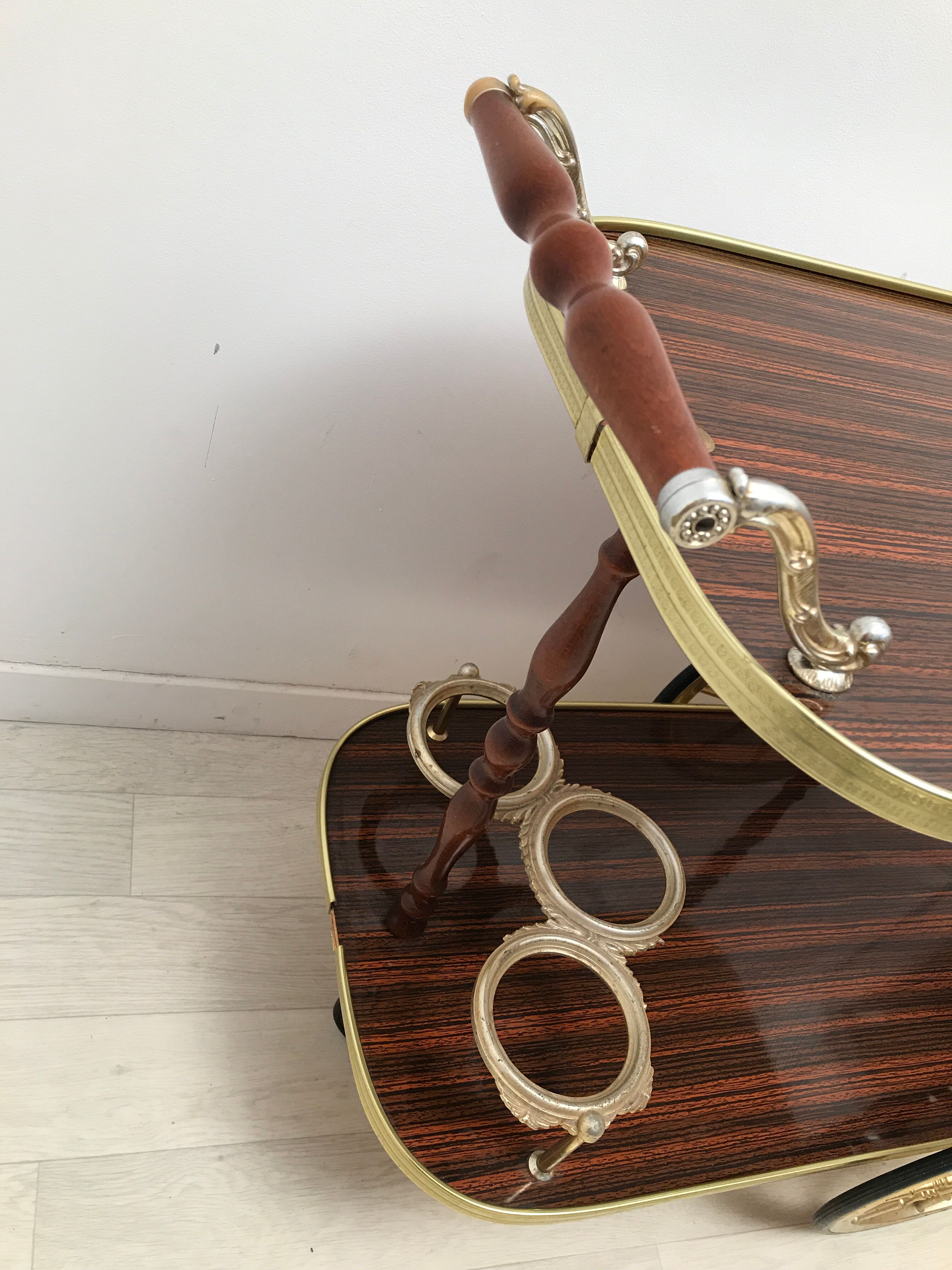 Bar trolley  in gold and formica 1960-1970