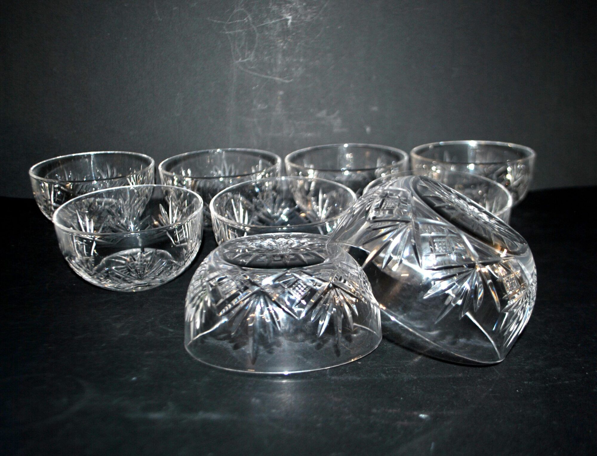 Lorraine crystalware set of 9 cut crystal bowls model Junon Lemberg Chantilly