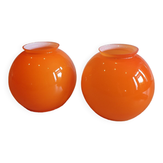 Duo of opaline lampshades
