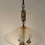 Lustre à 3 feux en verre de Murano et laiton doré  1940.