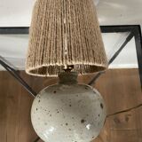 Vintage ball lamp in sandstone and rope lampshade