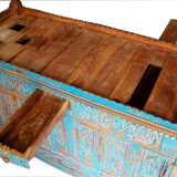 Damchaya Chest Blue Original Piece Old Teak with Secrets 150x108x65cm
