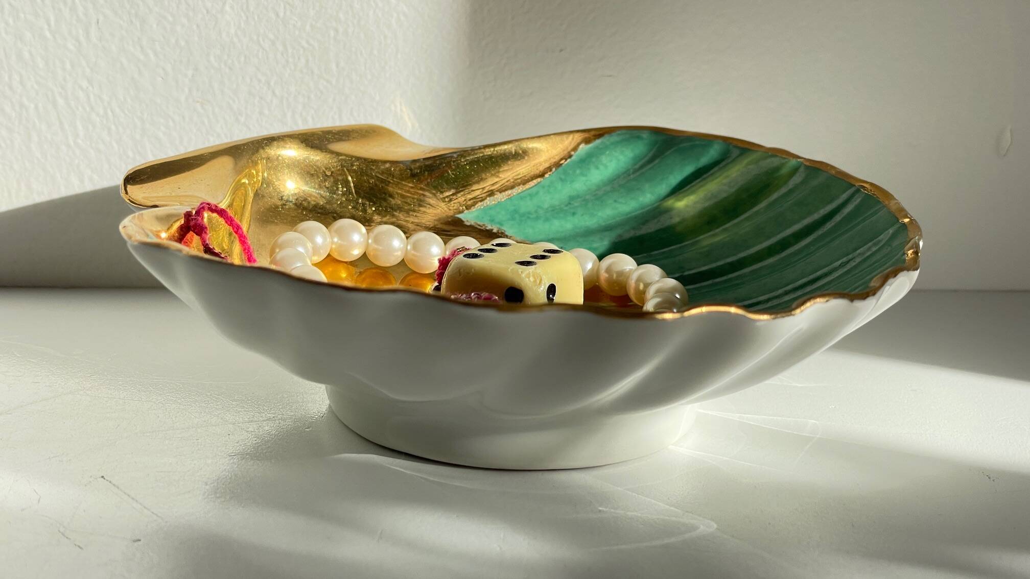 Shell-shaped ashtray and pocket tray Limoges France