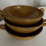 Produit BHV 3 bols jaunes à anses en terre vernissée de Biot 1950