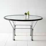 Vintage glass and steel coffee table