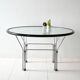 Table basse vintage en verre et acier