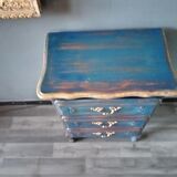 Chest of drawers erusted blue ceruse Louis XV style