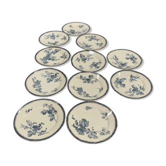 Bed of 11 dessert plates Grosseilles Sarreguemines