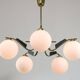 Mid-Century Modern Italian Brass and Opaline Chandelier, 1960