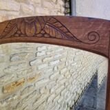 Art Deco oak mirror with bevelled glass from the 1930s.